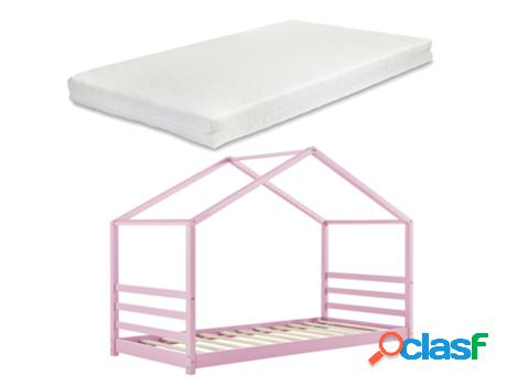 Estructura de Cama Infantil [EN.CASA] (Rosa - Madera -