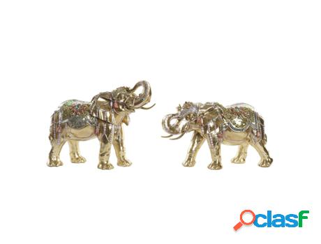 Figura Decorativa Dkd Home Decor Elefante Dorado Resina