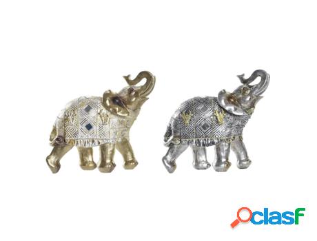 Figura Decorativa Dkd Home Decor Elefante Plateado Dorado