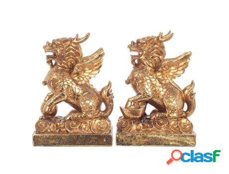 Figura de Animal Dorado de Resina 28*13*20cm Set de 2