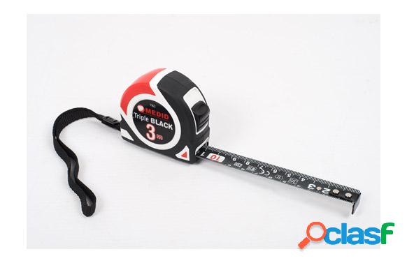 Flexómetro Triple Black 3m X 16mm Medid FONDO NEGRO IMPRESO