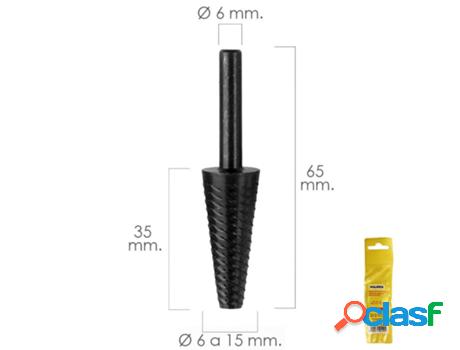 Fresa rotativa para metal conica ø 6 a 15 mm. para taladro