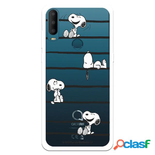 Funda Para Alcatel 1S 2020 Oficial De Peanuts Snoopy Rayas -