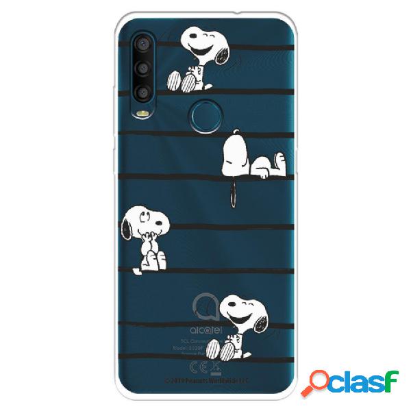 Funda Para Alcatel 1Se 2020 Oficial De Peanuts Snoopy Rayas