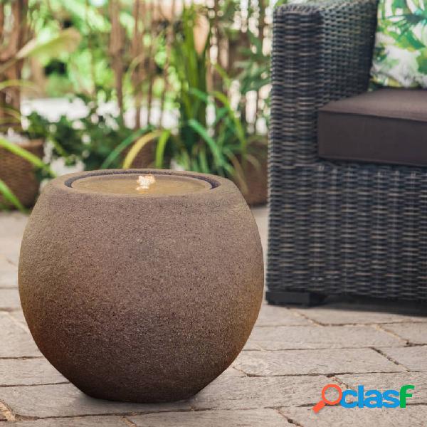 HEISSNER Fuente de terraza con bola LED oxidado 50x50x43 cm
