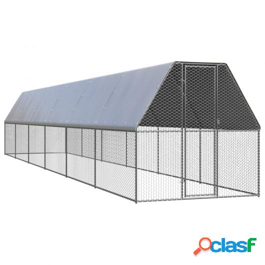 Jaula gallinero de exterior de acero galvanizado 2x12x2 m