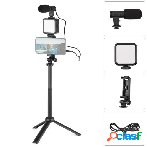 Kit de grabación de Vlog Mini luz de video LED + Micrófono