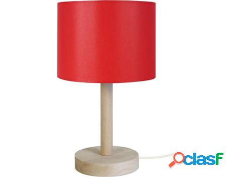 Lámpara de Mesa TOSEL Katita (Rojo Natural, Cilíndrico -