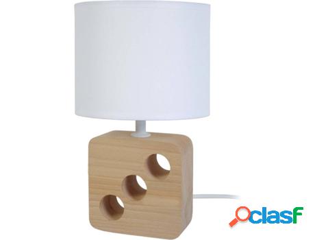 Lámpara de Mesa TOSEL Kibo (Cilíndrico Natural, Blanco -