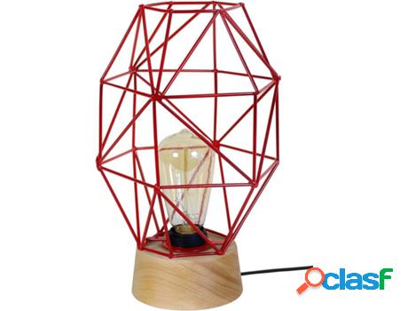 Lámpara de Mesa TOSEL Octogonal (Rojo - E27 - Máx. 40W -