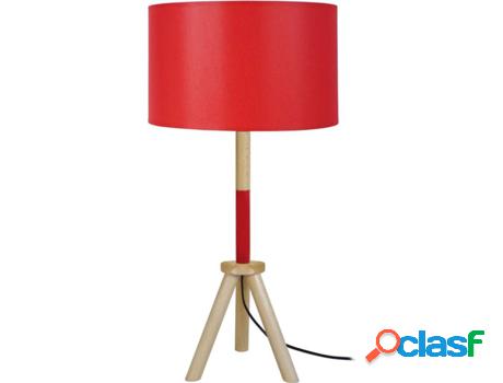 Lámpara de Mesa TOSEL Trident (Rojo Natural, Cilíndrico -