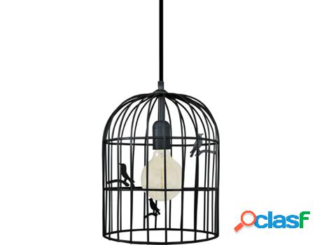 Lámpara de Suspensión TOSEL Cage Oiseaux (Negro - E27 -