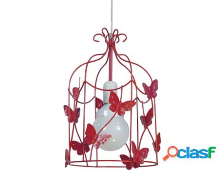 Lámpara de Suspensión TOSEL Cage Papillons (Rojo - E27 -