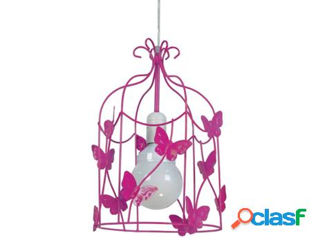 Lámpara de Suspensión TOSEL Cage Papillons (Rosa - E27 -