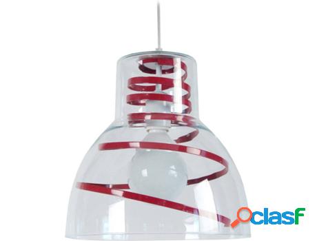 Lámpara de Suspensión TOSEL Cloche Verre Metal (Rojo - E27
