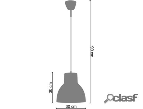 Lámpara de Suspensión TOSEL Cloche Verre Metal (Rosa - E27