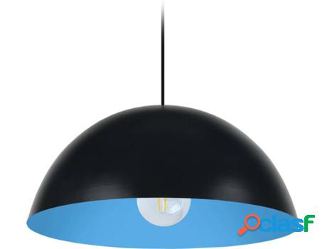 Lámpara de Suspensión TOSEL Demi-Boule (Negro y Azul - E27
