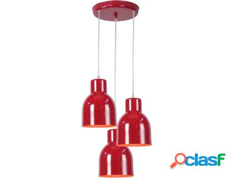 Lámpara de Techo TOSEL Carlson 3 Bombillas 30 cm (Rojo -