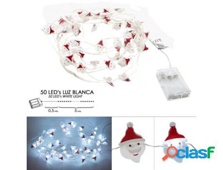 Luces navidad a pilas 50 leds papa noel