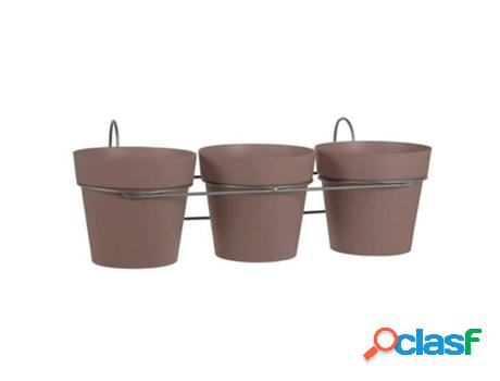 Macetas toscane 15 cm + soporte beige lote 3