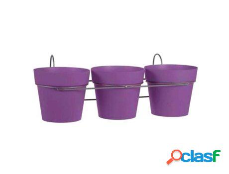 Macetas toscane 15 cm + soporte moradas lote 3