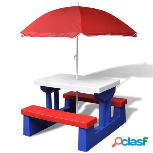 Mesa de picnic para niños con sombrilla