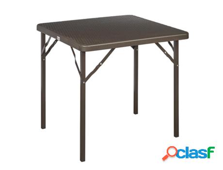 Mesa plegable cuadrada marron 78x78x72 cm.