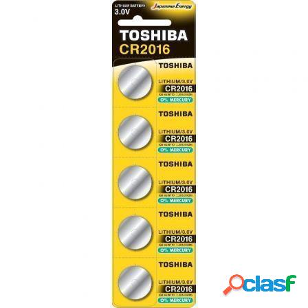 Pack de 5 pilas de boton toshiba cr2016/ 3v