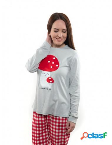 Pijama De Mujer Manga Larga Diseño Juvenil L Gris