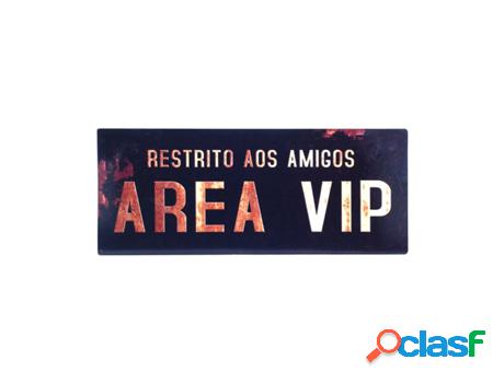 Placa Pared Área Vip 20X50Cm Adorno Pared Placas Metal