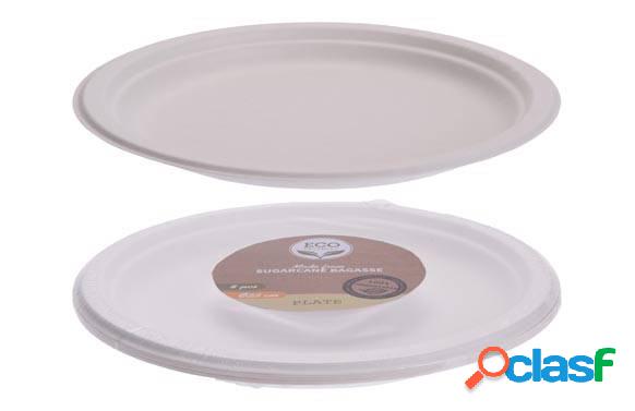 Plato llano desechable y biodegradable de 22.5cm paquete 8