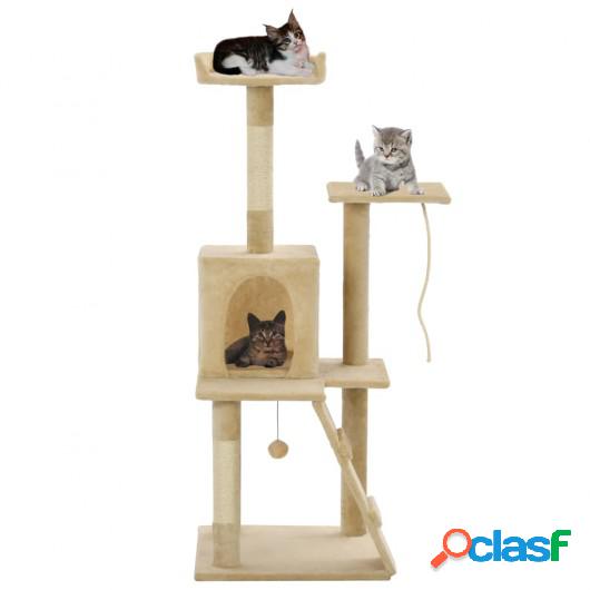 Rascador para gatos con poste de sisal 120 cm beige