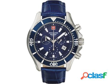 Reloj SWISS ALPINE MILITARY Hombre (Piel Genuína - Azul)