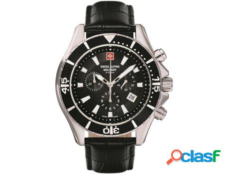 Reloj SWISS ALPINE MILITARY Hombre (Piel Genuína - Negro)