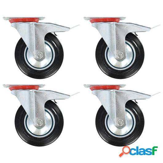 Ruedas giratorias con frenos dobles 12 unidades 160 mm