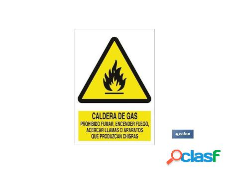 Señal adhesiva 148x105 caldera de gas, prohibido encender