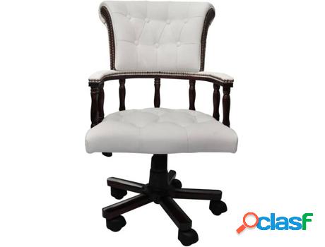 Silla de Escritorio Operativa VIDAXL Giratoria Blanco (Cuero