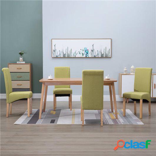 Sillas de comedor 4 unidades de tela verde