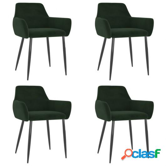 Sillas de comedor 4 unidades terciopelo verde oscuro