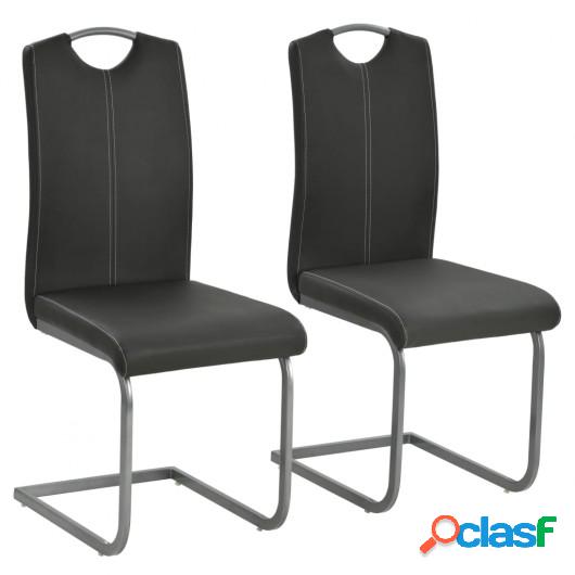 Sillas de comedor de cuero sintético 43x55x100 cm gris 2
