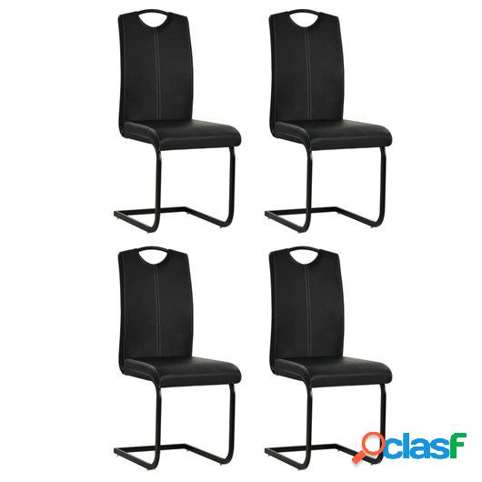 Sillas de comedor de cuero sintético 43x55x100 cm negras 4