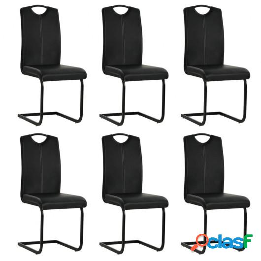 Sillas de comedor de cuero sintético 43x55x100 cm negras 6