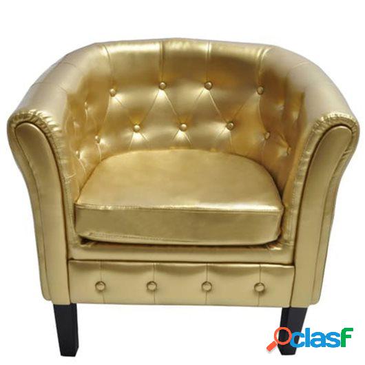 Sillón con botones de cuero artificial dorado