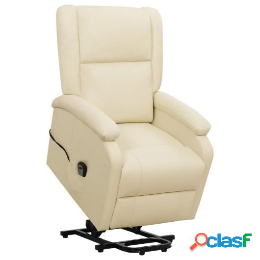 Sillón reclinable de pie de cuero sintético color crema