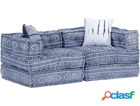 Sofá-Cama VIDAXL modular 2 plazas en retazos azul índigo