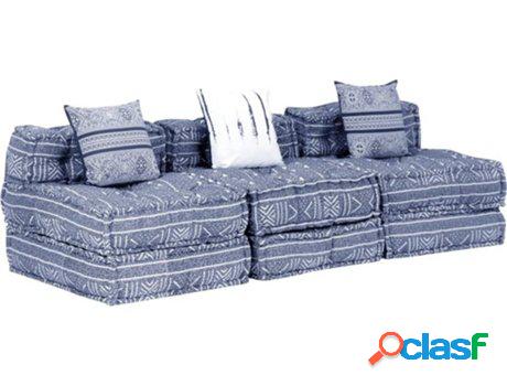 Sofá-Cama VIDAXL modular 3 plazas Tejido azul índigo