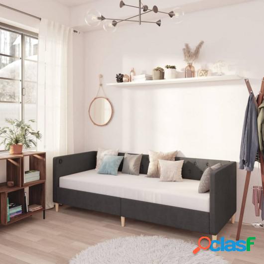 Sofá cama con colchón USB de tela gris oscuro 90x200 cm