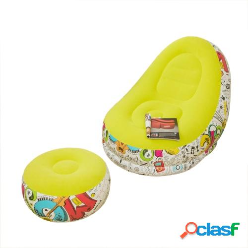 Sofá inflable y taburete portátil con motivos de grafiti