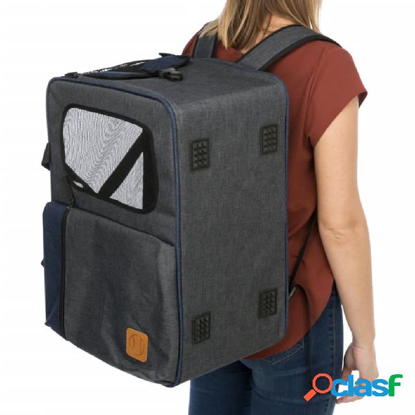 TRIXIE Mochila portamascotas 2 en 1 Tara gris y azul