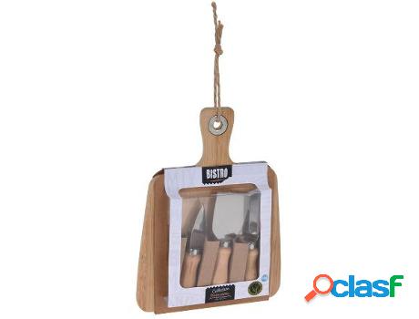 Tabla quesos bambu + 3 piezas 29x16 cm